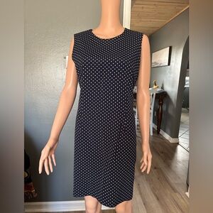 Laundry Navy and White Polka Dot Midi Dress vintage 90s